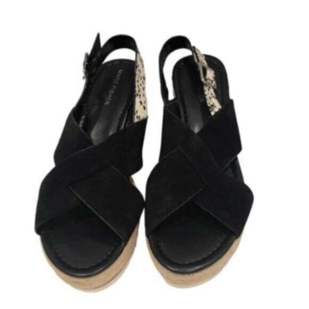 NEW Marc Fisher Black Espadrille Wedge Sandal 8.5 - Picture 4 of 9